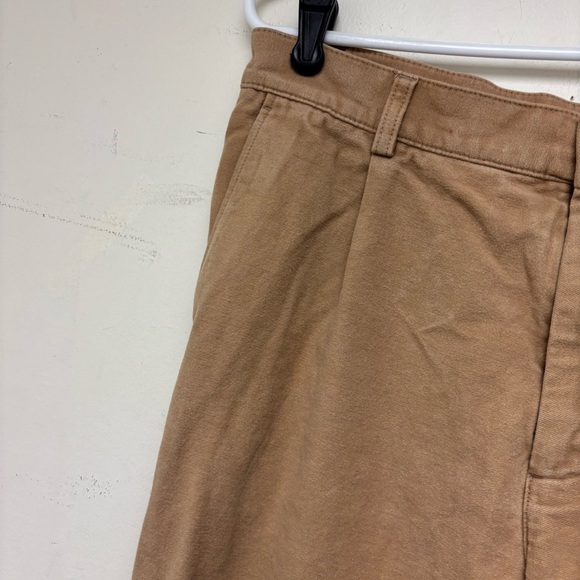 COS Mens Tan Pleated Soft Cotton Tapered Leg Trousers - Picture 2 of 11